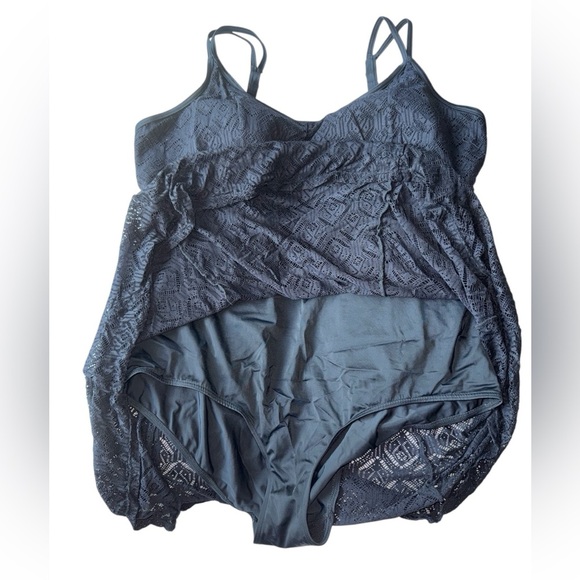 Swimsuits For All Black Crochet Lace Swim Dress Size 24 - Picture 2 of 7